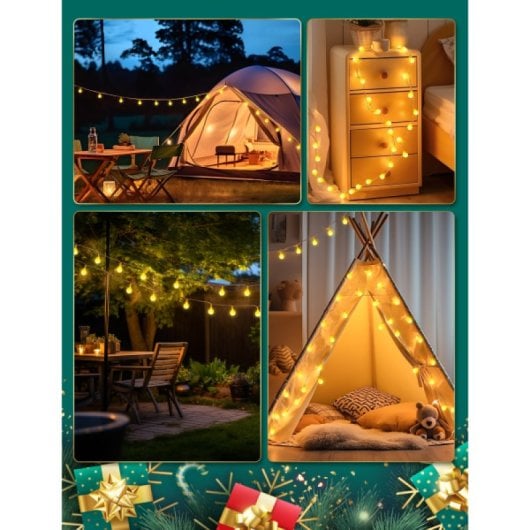 Guirlande lumineuse à piles Aigostar, 100 LED blanc chaud, 8 modes d'éclairage, 10 m
