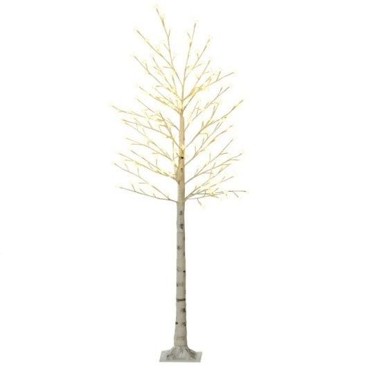 Homcom Árbol Sintético con 180 Luces LED Blanco Cálido IP44 Brillo Ajustable 21.5x21.5x180cm Blanco