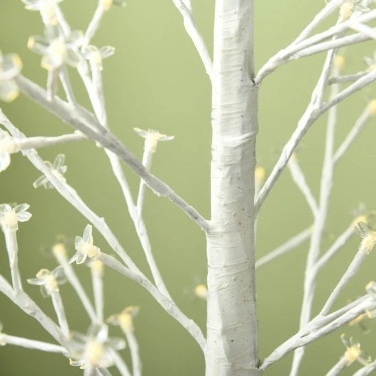 Homcom Árbol Sintético con 180 Luces LED Blanco Cálido IP44 Brillo Ajustable 21.5x21.5x180cm Blanco