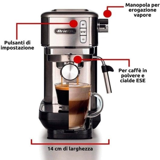 Caffettiera Espresso Ariete 1380 1,1L 15 bar Maxi-Cappuccino