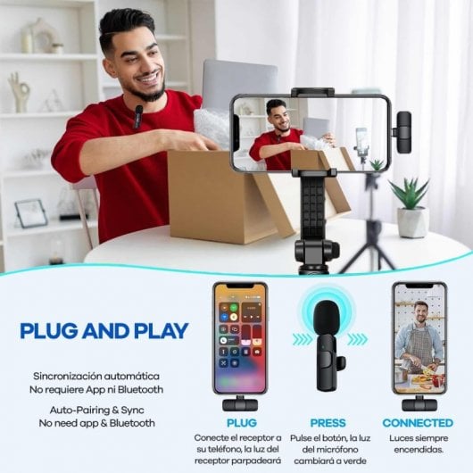 Icoveri Pack 2 Micrófonos Profesionales de Solapa Portátil para iPhone y Android