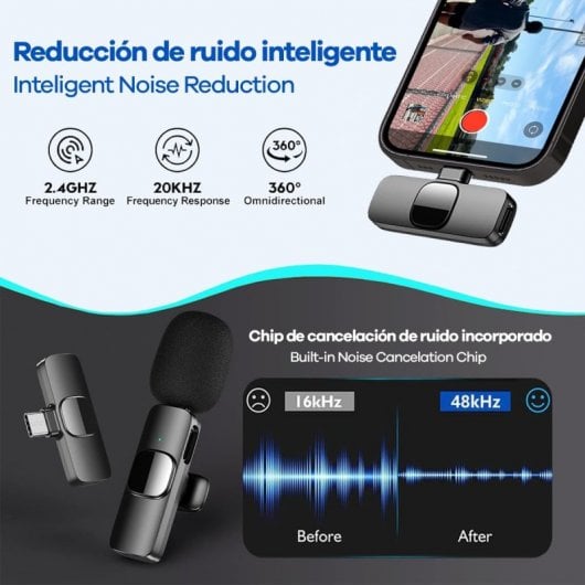 Icoveri Pack 2 Micrófonos Profesionales de Solapa Portátil para iPhone y Android