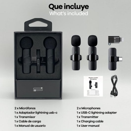 Icoveri Pack 2 Micrófonos Profesionales de Solapa Portátil para iPhone y Android