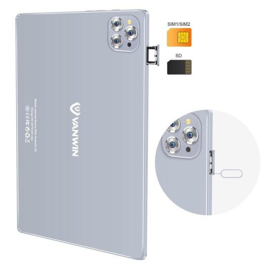 Tablet Vanwin V62 WiFi + 4G 10,1" 4GB 64GB Branco com Teclado e Stylus Pen