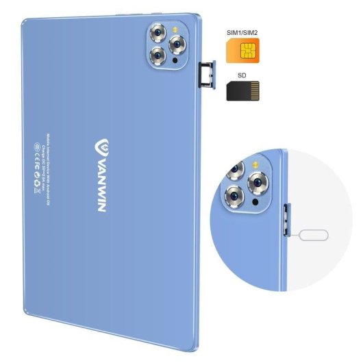 Tablet Vanwin V62 10,1" WiFi + 4G Azul com Stylus Pen e Teclado, Ecrã Full HD IPS