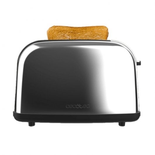 Cecotec Toastin' time 850 Inox Tostapane 2 Fette Corte e Supporto per Rullini 850W in Argento