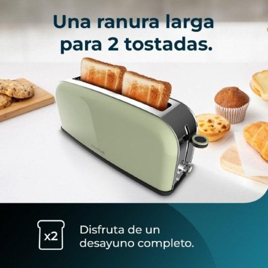 Toaster Cecotec Toastin' time 850 Green Long 850W Edelstahl lange Slot grün
