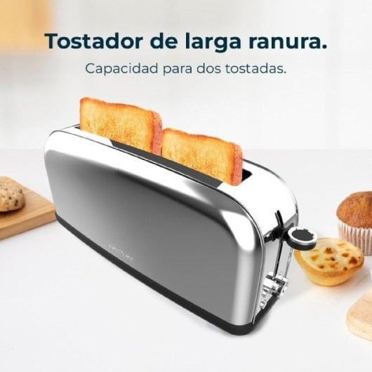 Toaster Cecotec Toastin' time 850 Inox Long Edelstahl 850W lange breite Slot