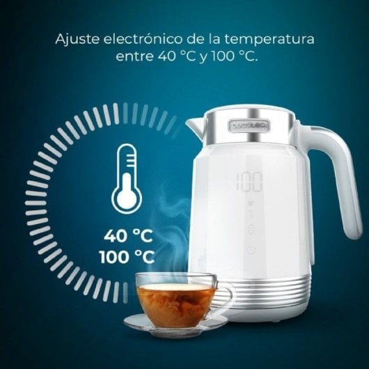 Chaleira elétrica Cecotec ThermoSense 600 Touch 1,7L 2200W branca com ajuste de temperatura