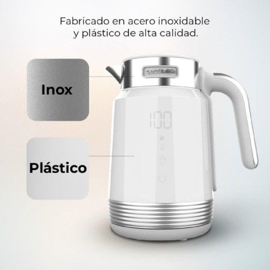 Chaleira elétrica Cecotec ThermoSense 600 Touch 1,7L 2200W branca com ajuste de temperatura