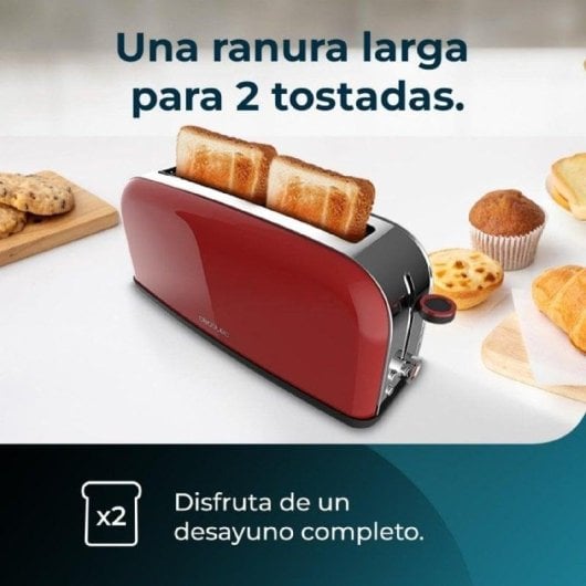 Cecotec Toastin' time 850 Red Long Lite Tostador 1 Rebanada Larga 850W en Rojo