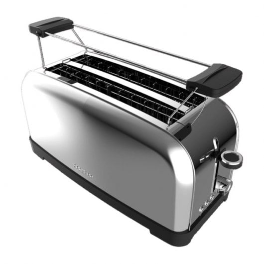 Cecotec Toastin' time 1500 Inox Tostadora con 2 Rebanadas Largas y Soporte de Panecillos en Plata