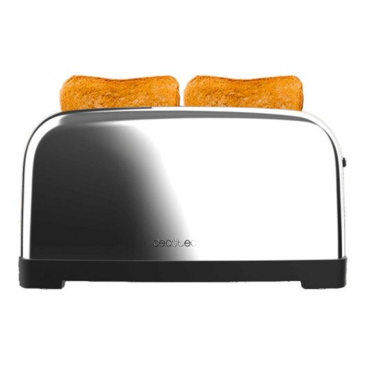 Cecotec Toastin' time 1500 Inox Tostadora con 2 Rebanadas Largas y Soporte de Panecillos en Plata