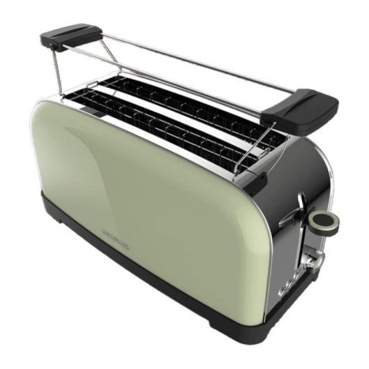 Cecotec Toastin' time 1500 Green Tostadora con 2 Rebanadas Largas y Soporte de Panecillos en Verde