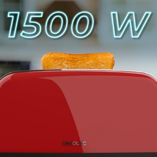 Cecotec Toastin' time 1500 Red Lite Tostadora con 2 Rebanadas Largas 1500W en Rojo