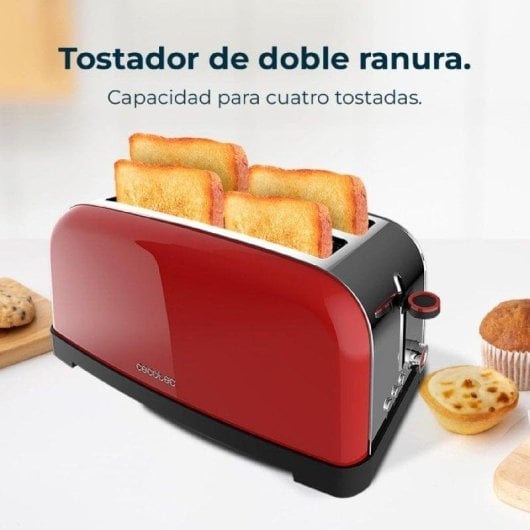 Tostapane Cecotec Toastin' time 1500 Red Lite 2 Fessure Lunghe 1500W Rosso