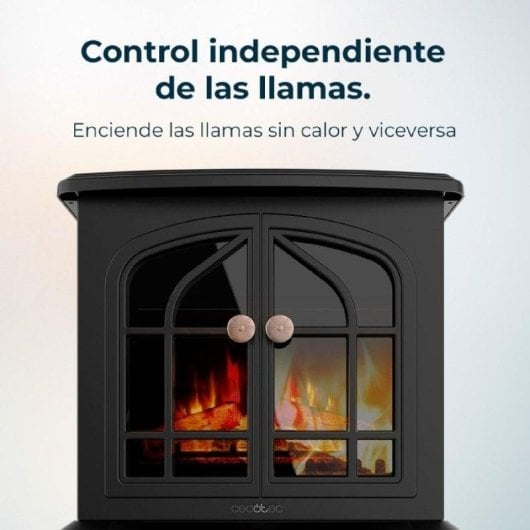 Chaminé Elétrica Cecotec ReadyWarm 2000 Flames 2000W Preto Termostato Efeito Chama