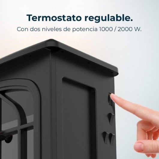 Chaminé Elétrica Cecotec ReadyWarm 2000 Flames 2000W Preto Termostato Efeito Chama