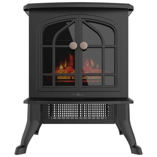 Chaminé Elétrica Cecotec ReadyWarm 2000 Flames 2000W Preto Termostato Efeito Chama