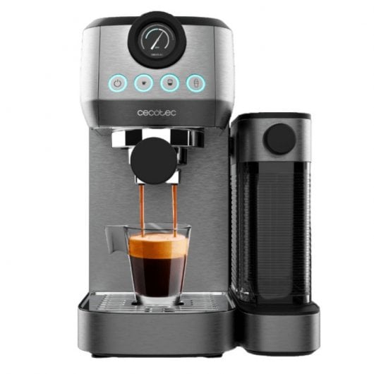 Cecotec Power Espresso 20 Steel Pro Latte Cafetera Semiautomática con Tanque de Leche 20 Bares
