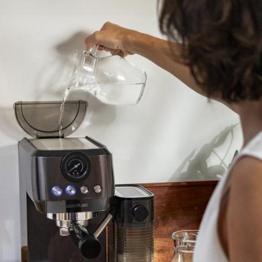 Cecotec Power Espresso 20 Steel Pro Latte Cafetera Semiautomática con Tanque de Leche 20 Bares