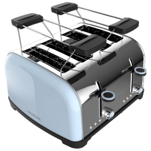 Cecotec Toastin' time 1700 Double Blue Tostadora 4 Rebanadas Cortas y Soporte de Panecillos Azul