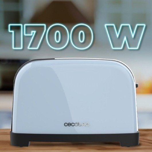 Cecotec Toastin' time 1700 Double Blue Tostadora 4 Rebanadas Cortas y Soporte de Panecillos Azul