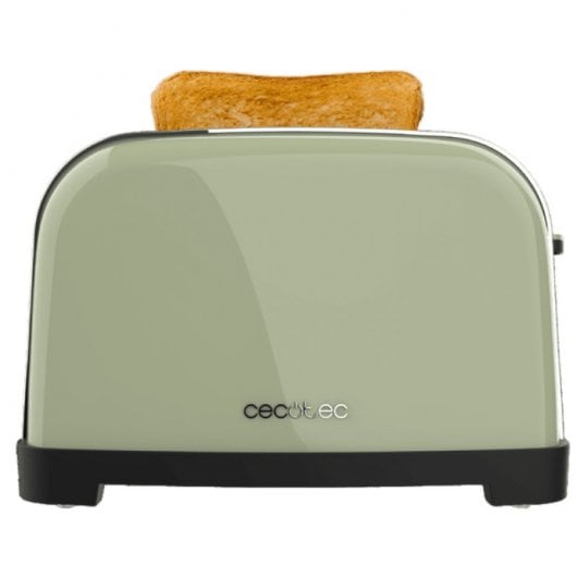 Cecotec Toastin' time 1700 Double Green Tostadora 4 Rebanadas Cortas y Soporte de Panecillos Verde