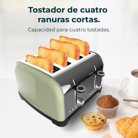 Toaster Cecotec Toastin' time 1700 Double Green 4 kurze Schlitze Edelstahl