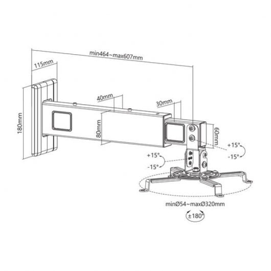 Kimex Suporte de Parede para Projetores Longitude 46-60 Cm Preto
