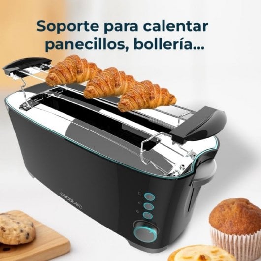 Cecotec Toast&Taste Extra Double N Tostador 2 Rebanadas y Función Descongelar 1350W Negro