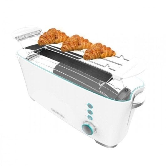 Tostapane Cecotec Toast&Taste Extra W Bianco 1000W con Supporto Panini e Scongelamento