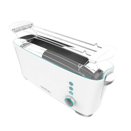 Cecotec Toast&Taste Extra W Tostador 1 Rebanada Larga, Elevación Panecillos y Descongela Blanco