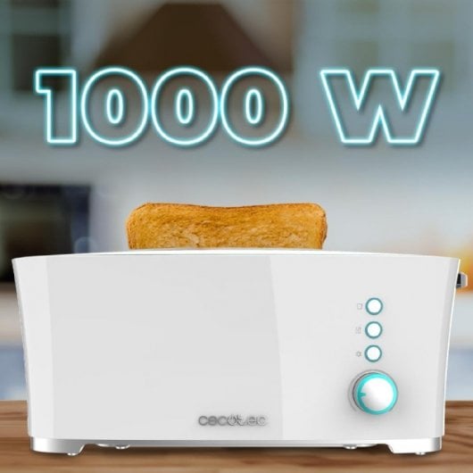 Cecotec Toast&Taste Extra W Tostador 1 Rebanada Larga, Elevación Panecillos y Descongela Blanco