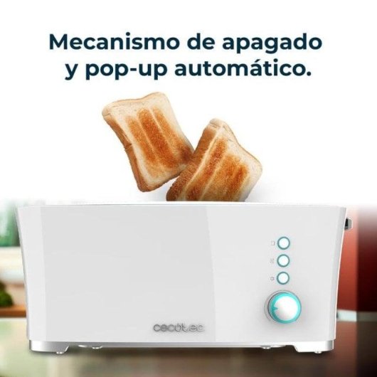 Tostapane Cecotec Toast&Taste Extra W Bianco 1000W con Supporto Panini e Scongelamento