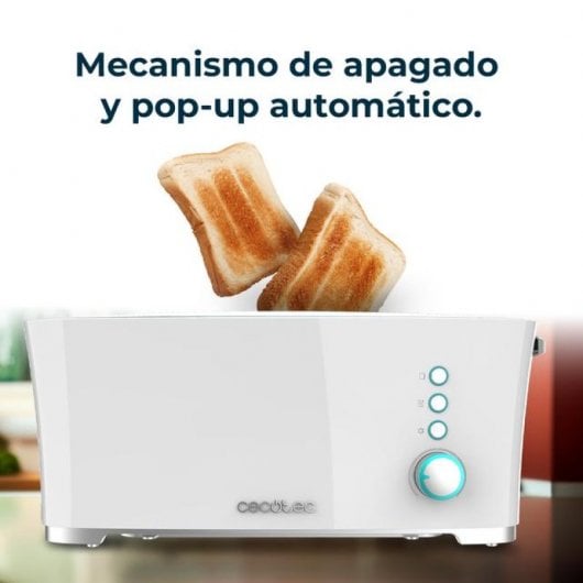 Cecotec Toast&Taste Extra W Tostador 1 Rebanada Larga, Elevación Panecillos y Descongela Blanco
