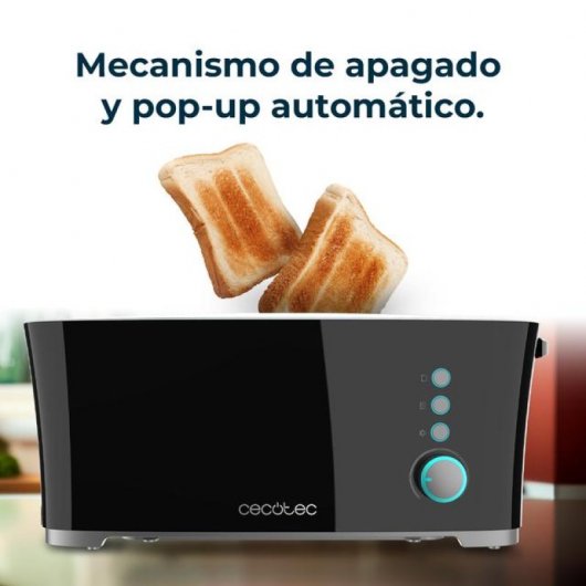 Cecotec Toast&Taste Extra B Tostador 1 Rebanada Larga, Elevación Panecillos y Descongela Negro
