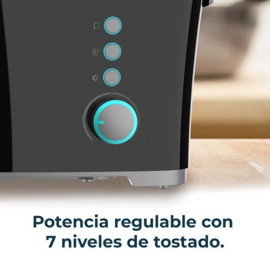 Cecotec Toast&Taste Extra B Tostador 1 Rebanada Larga, Elevación Panecillos y Descongela Negro