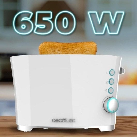 Grille-pain Cecotec Toast&Taste Double W 2 tranches 650W extra-élévation blanc