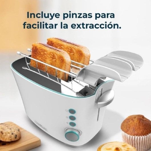Grille-pain Cecotec Toast&Taste Double W 2 tranches 650W extra-élévation blanc