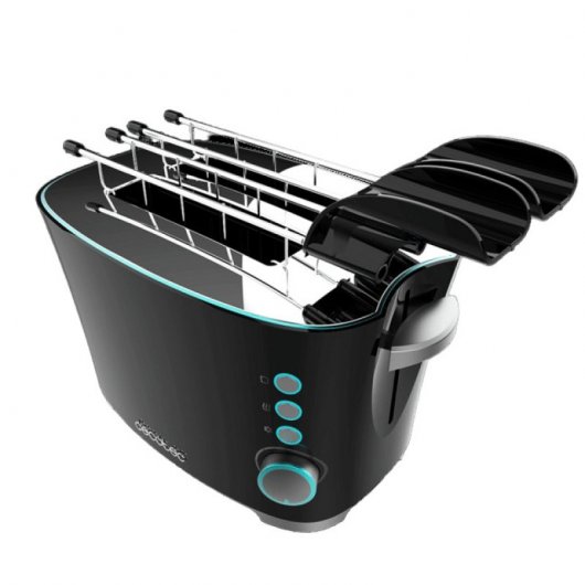 Cecotec Toast&Taste Double B Tostador 2 Rebanadas con Elevación de Panecillos y Descongela Negro