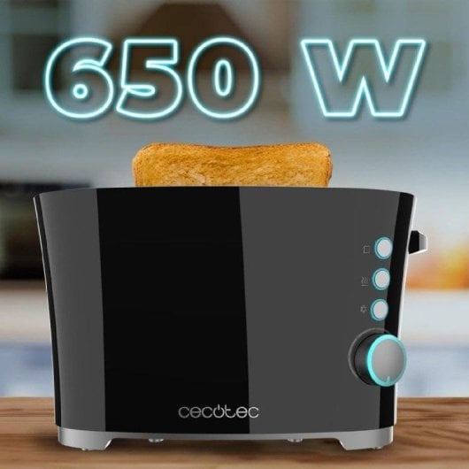 Toaster Cecotec Toast&Taste Double B 2 Scheiben 650W Edelstahl Schwarz breite Schlitze