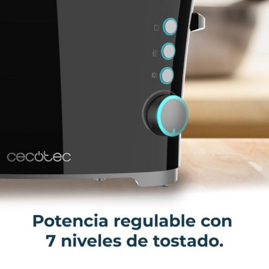 Cecotec Toast&Taste Double B Tostador 2 Rebanadas con Elevación de Panecillos y Descongela Negro