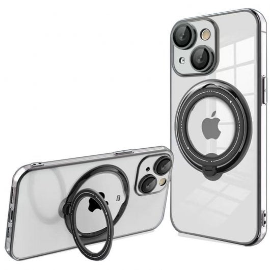 Capa magnética legal com anel para cargas tipo MagSafe preta para iPhone 14 Plus