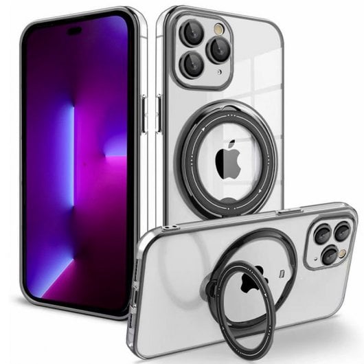 Étui magnétique cool avec anneau pour charges de type MagSafe noir pour iPhone 14 Pro