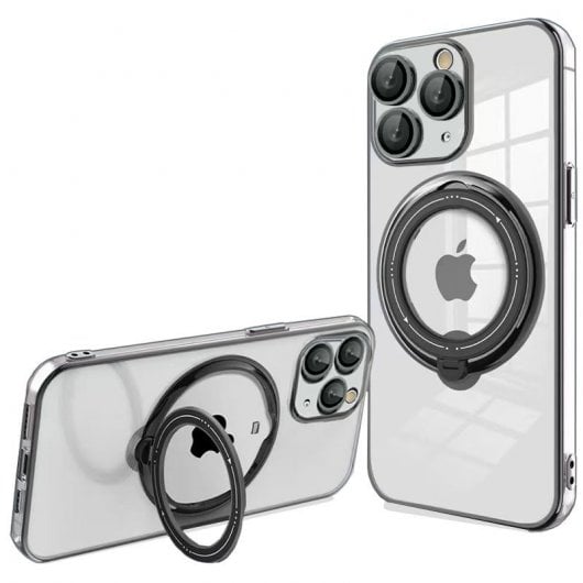 Fantastica custodia magnetica con anello per ricarica tipo MagSafe nera per iPhone 14 Pro Max