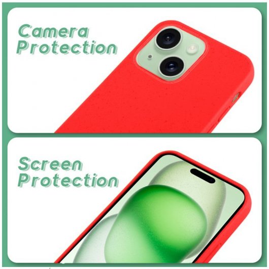 Capa biodegradável ecológica vermelha legal para iPhone 15 Plus