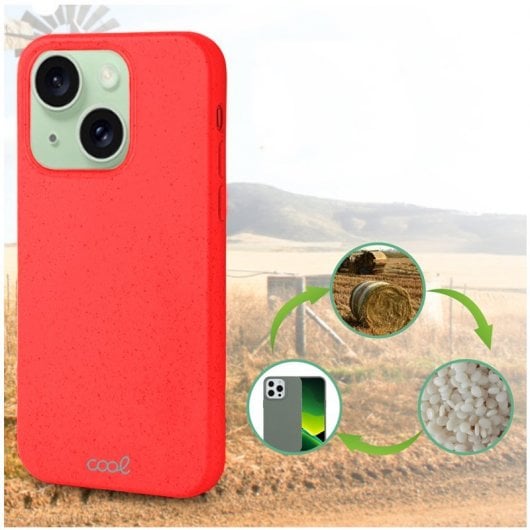 Capa biodegradável ecológica vermelha legal para iPhone 15 Plus