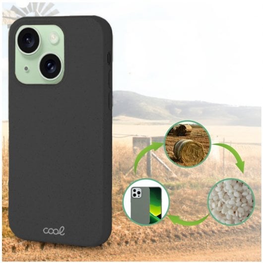 Coole schwarze, biologisch abbaubare Öko-Hülle für das iPhone 15 Plus