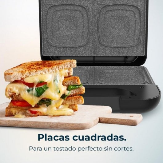Cecotec Rock'nToast Machine à Sandwich Carrée 2 Sandwichs 800W Inox